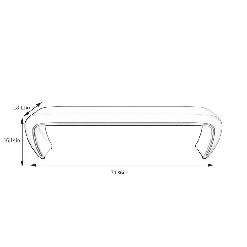 Banc rembourré en cuir Jacan, H 16,14 po x l 70,86 po x P 18,11 po