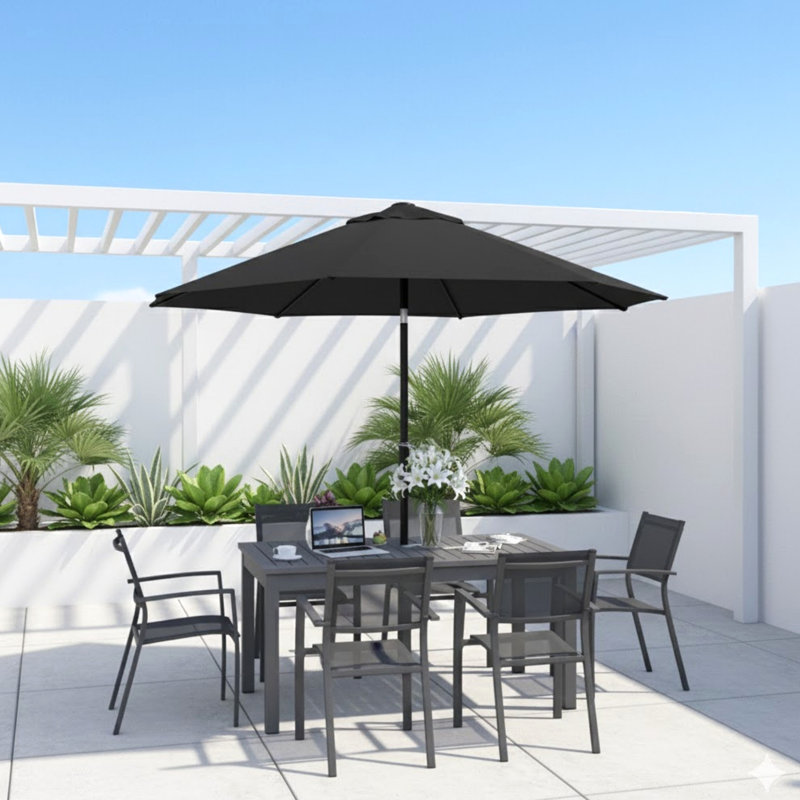 Parasol de marché avec manivelle et inclinaison. Auvent résistant aux rayons UV pour la piscine, la cour et le patio (sans base)