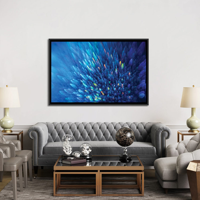 «Blue Stardust», reproduction d'impression sur toile tendue, H 18 po x l 26 po x P 1,5 po, Toile avec cadre noir