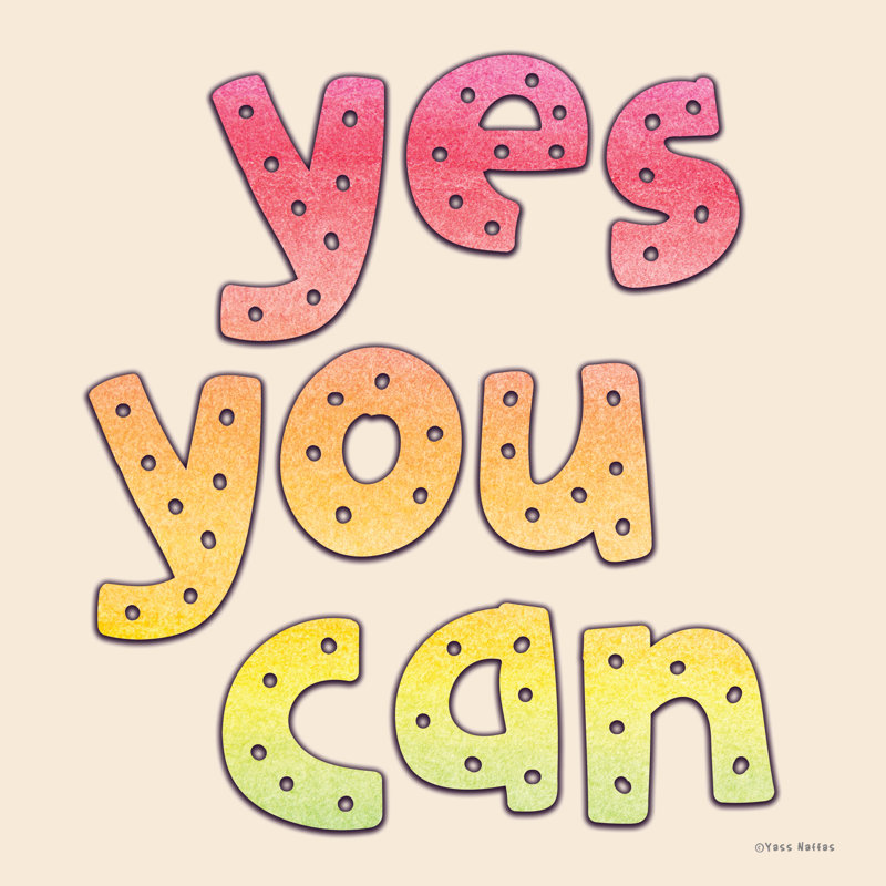«Yes You Can» par Yass Naffas Designs, Impression sur papier doré sans passe-partout, H 12 po x l 12 po