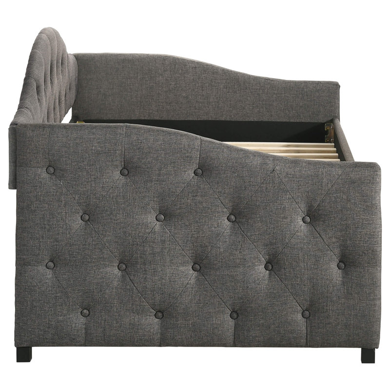 Tremont Grey Upholstered Twin Daybed With Pull-Out Trundle