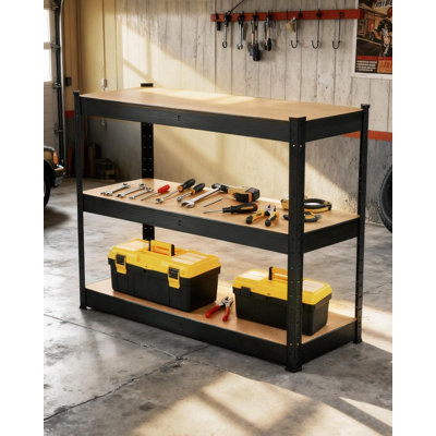 Étagère de rangement robuste 36 po, étagère en métal réglable à 3 niveaux avec capacité de 1320 lb
