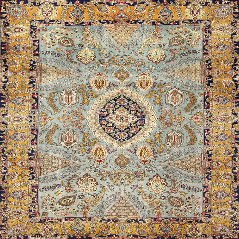 Tapis traditionnel gris / brun, Carré 5 pi