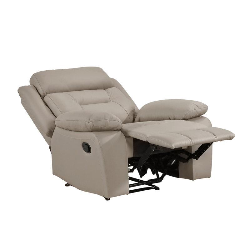 Conia Manual Reclining Chair, Top Grain Leather Cushions, Latte Beige Brown