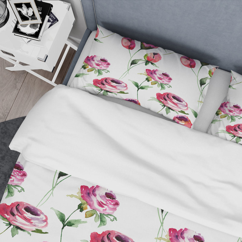 Ensemble de housse de couette, Housse de couette pour grand lit et 2 taies décor, Ornement rétro