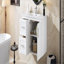 Meuble-lavabo mural 36 po, armoire de rangement flottante avec 2 tiroirs, lavabo simple en céramique 3 trous, armoire moderne avec tablette réglable-629835509