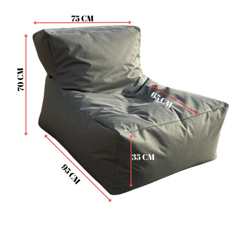 Fauteuil à billes bleu, 29,5 po x 27,6 po x 37,4 po | 100% polyester avec tissu imperméable, housse zippée amovible | Rempli de perles de polystyrène recyclées pour un confort ultime | Idéal pour le salon, la chambre des enfants et la détente