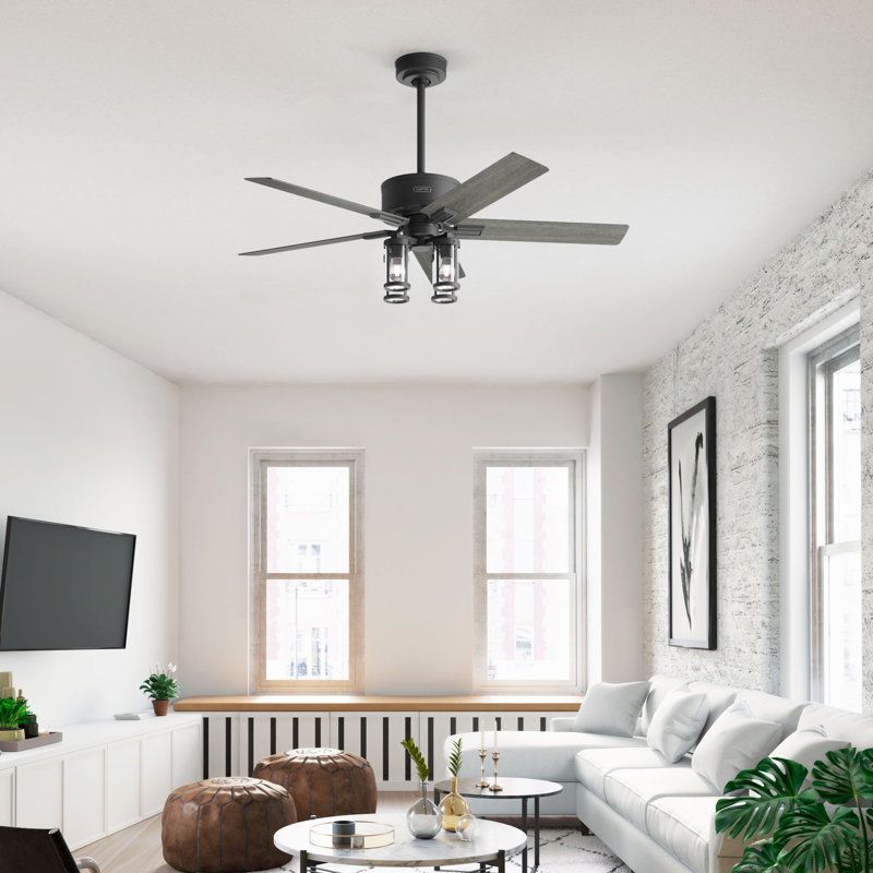 Ventilateur de plafond 52 po avec lumières et télécommande Hunter, Noir mat