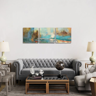 Sabiduria en Azul - Canvas Wall Art Set - Wrapped Canvas (Set of 3)