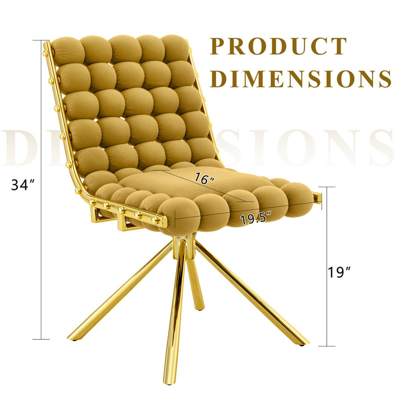 Ensemble de 2 chaises d'appoint Modern, Jaune, or
