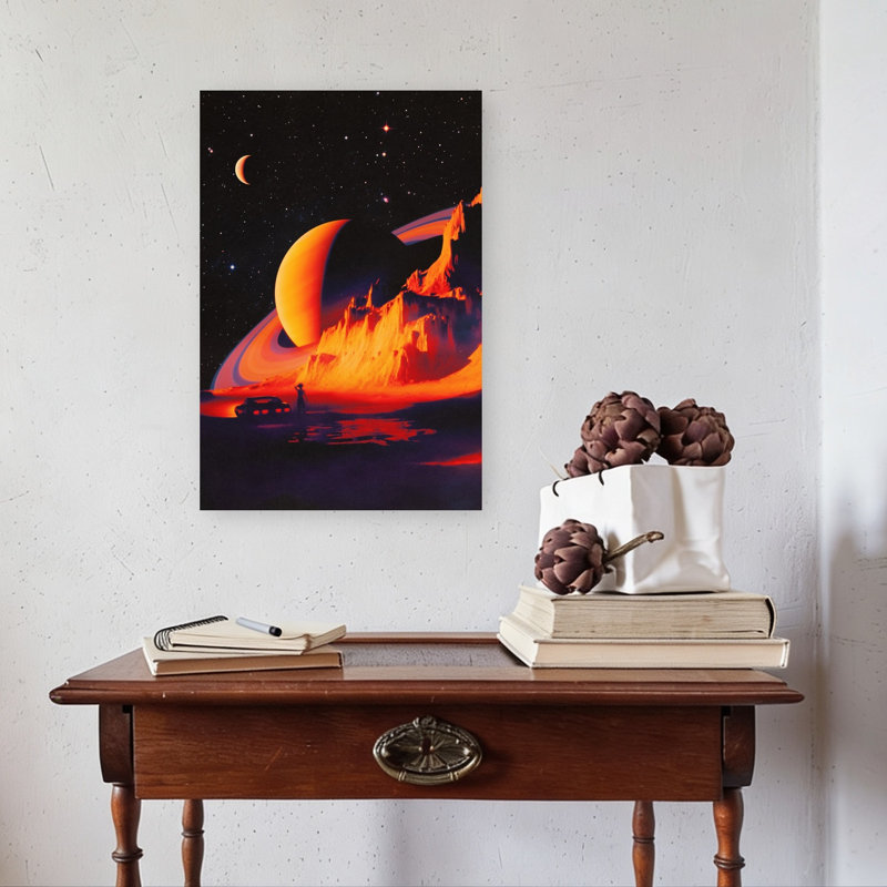 Paysage extraterrestre abstrait contemporain, art mural nature, H 24 po x l 16 po