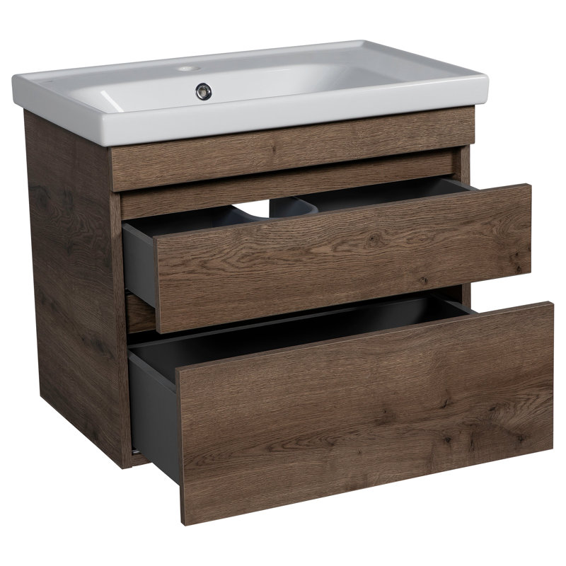 Niagara Rosewood 64" Wall-Mounted Double Bathroom Vanity with Ceramic Top