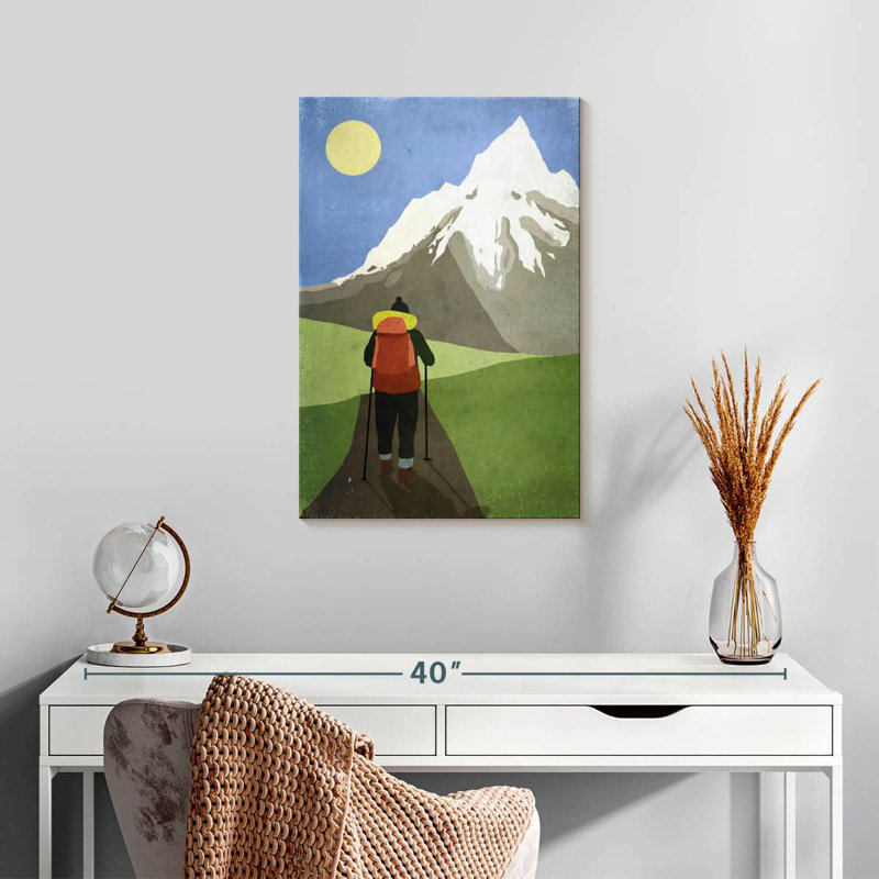 Senne Hiking To Snowcapped Mountain, 24" H x 16" W
