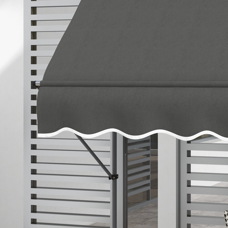 Outsunny D Polyester Cover Retractable Patio Awning, Dark Gray, 118.1" H x 98.5" W x 48" D