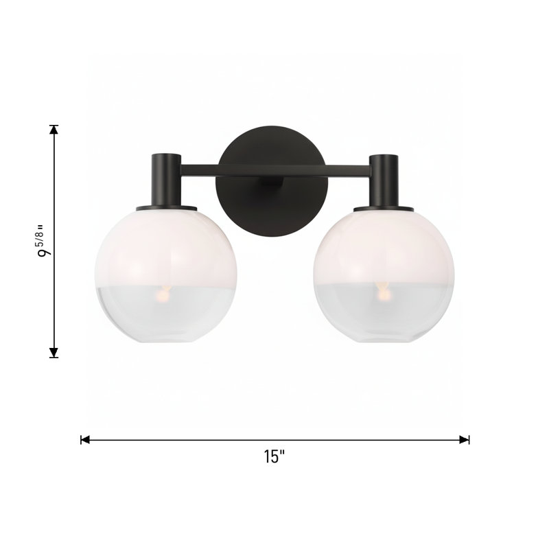 Sean Lavin Torian Bathroom Bedroom Wall Fixture With Milk Clear Glass Mix Shade, 9.625" H x 15" W x 7" D, Aged Iron, 2 Lights
