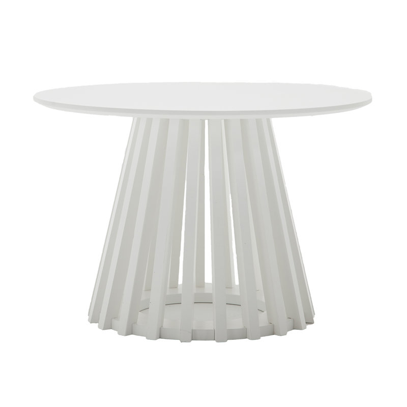 Rilma Solid Wood Base Single Coffee Table, Round Coffee Table for Living Room, White