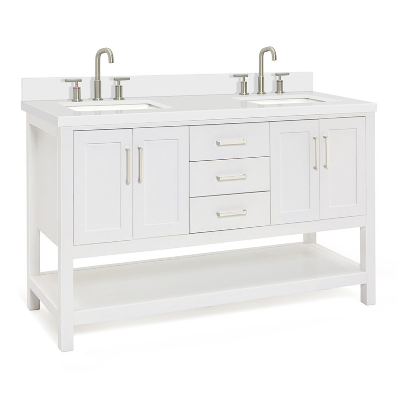 Magnolia Bath Vanity Oval Basin, Rectangle, White, White Quartz
