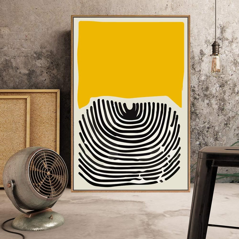 «Yellow Color Block» et empreinte digitale géométrique encadrée sur toile