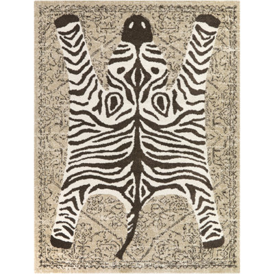 Jabari Brown Zebra Animal Print Area Rug