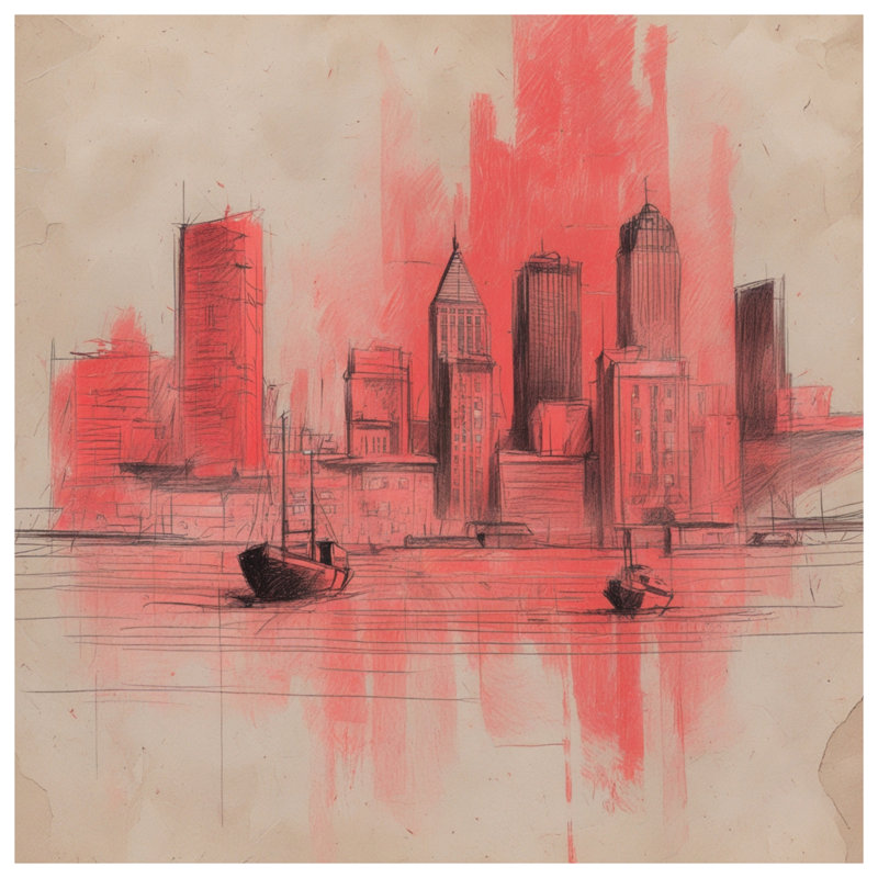 Rideaux de douche Red City Skyline, 70 po L x 72 po H