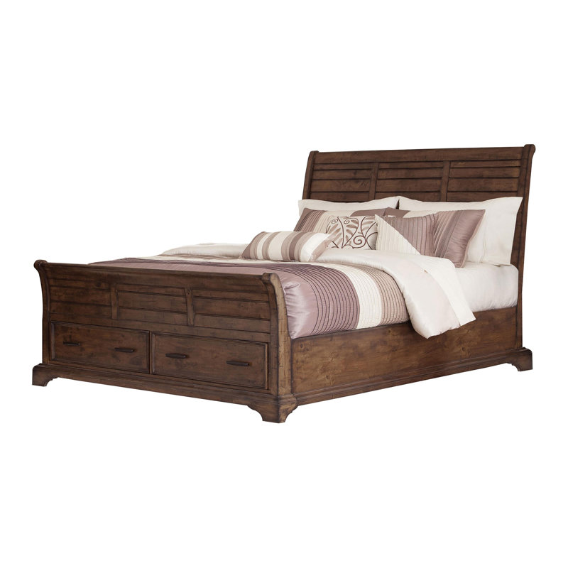 Lit-bateau grand avec rangement en bois Bourbon