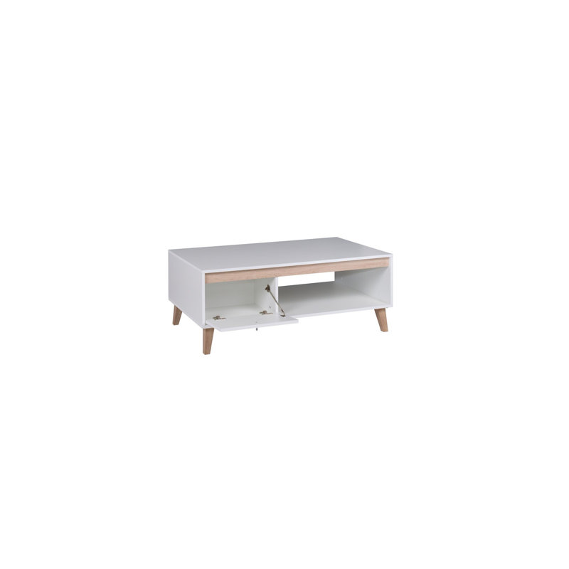 Telia Four Leg Coffee Table with Storage, White Top/Oak Base