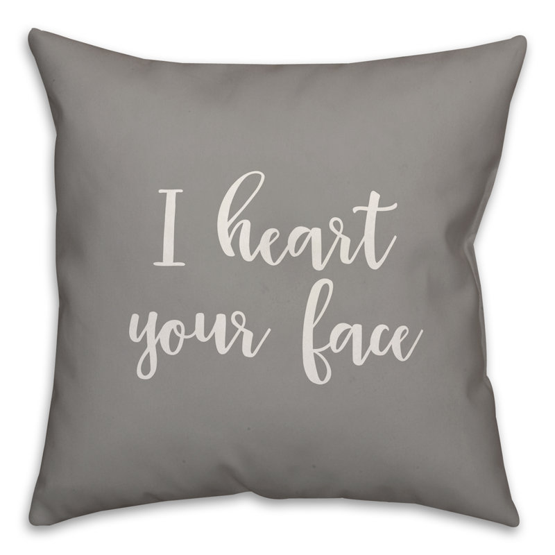  Coussin I Heart Your Face, Gris, Coussin et housse de coussin