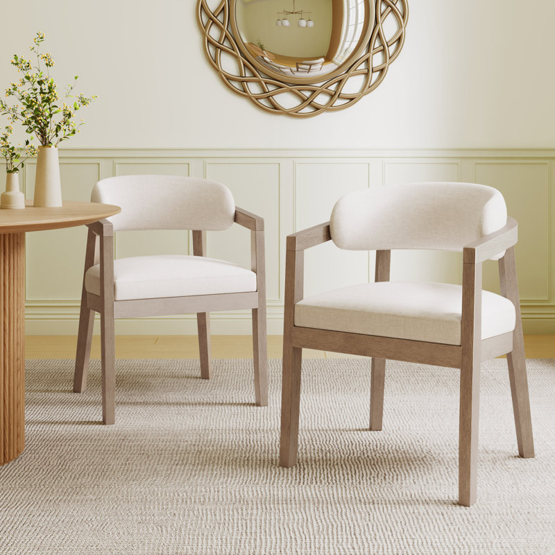 Chaises de salle à manger rembourrées Drake, Coussin beige / structure en frêne clair
