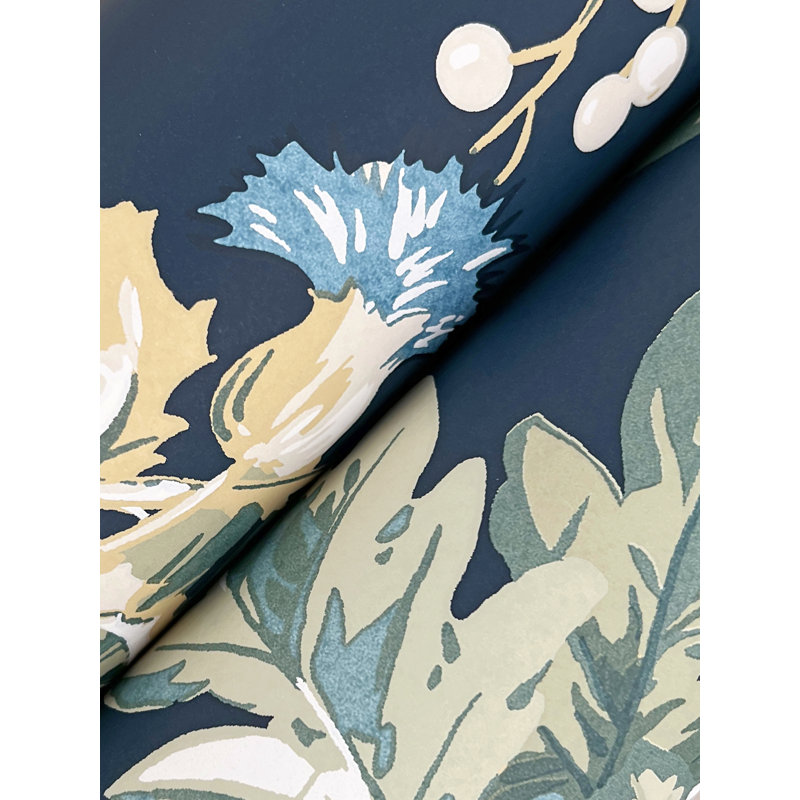 Briarwood Floral Wallpaper Double Roll, Navy