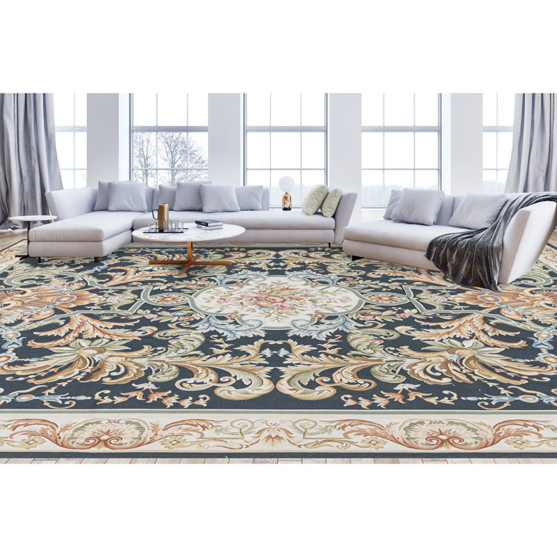 Hand-Knotted High-Quality Blue and Beige Area Rug