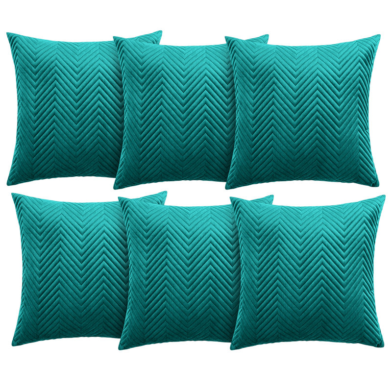 Aspire Homeware Embossed Square Velvet Cushion Cover, Emerald, Pack of 6