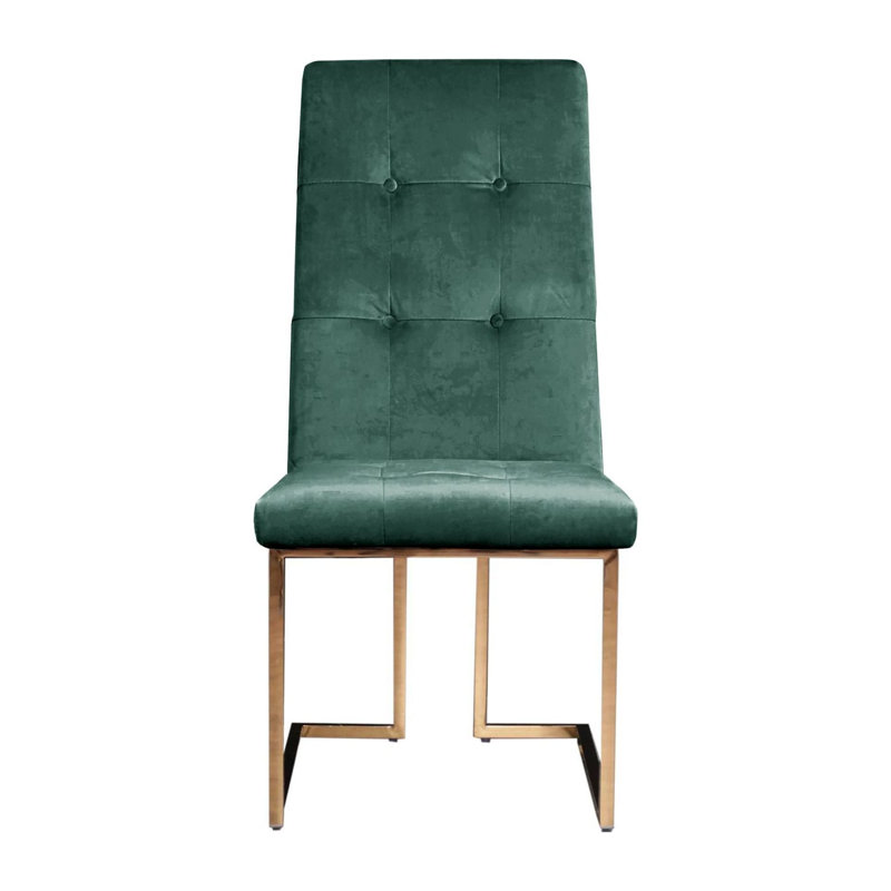 Chaise d'appoint en velours Denholme, Or rose, Vert