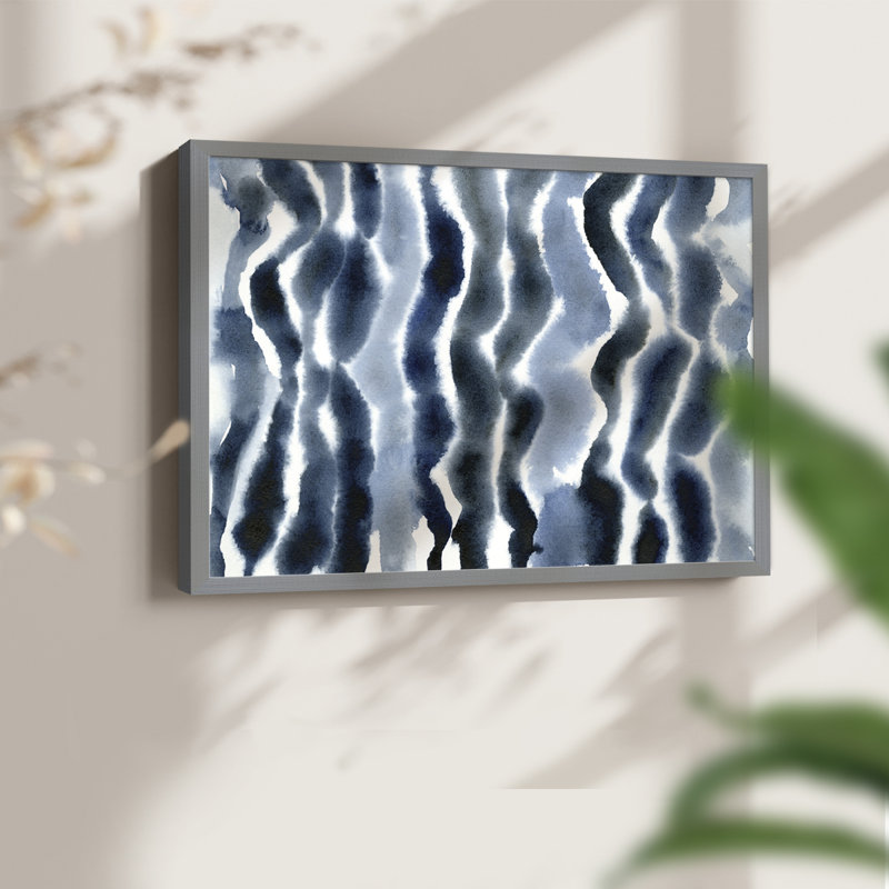 True Blue Wave I -Framed Print - Restickable, Gray, 16" H x 20" W