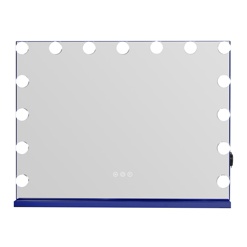 Miroir de maquillage avec éclairage tactile Kycia pour vestiaire et chambre à coucher, sur table ou mural, Bleu