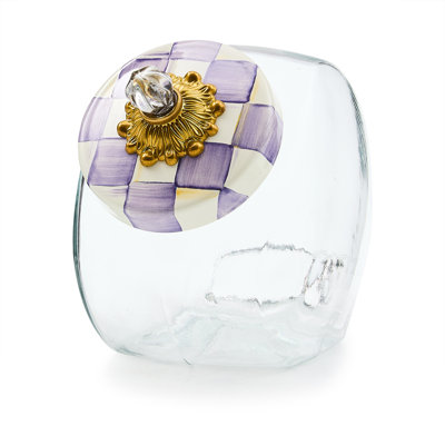 Cookie Jar With Violet Check Lid