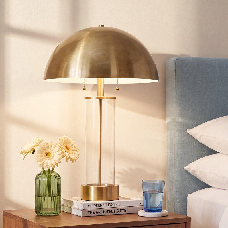 Anlow Desk Lamp, Antique Brass/Clear, Antique Brass