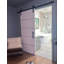 Porte coulissante de style grange avec quincaillerie Lucia 2552 Blanc Soie avec verre dépoli, rail de 2 m (6,6 pi), robuste, panneaux intérieurs en bois massif, 61 cm x 244 cm (24 po x 96 po), verre dépoli, rail noir-49252457-53206751