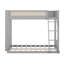Lit simple superposé au-dessus d'un lit double avec éclairage à DEL et tablette latérale, lit superposé en bois, lit mezzanine peu encombrant avec garde-corps en rotin-1083051323