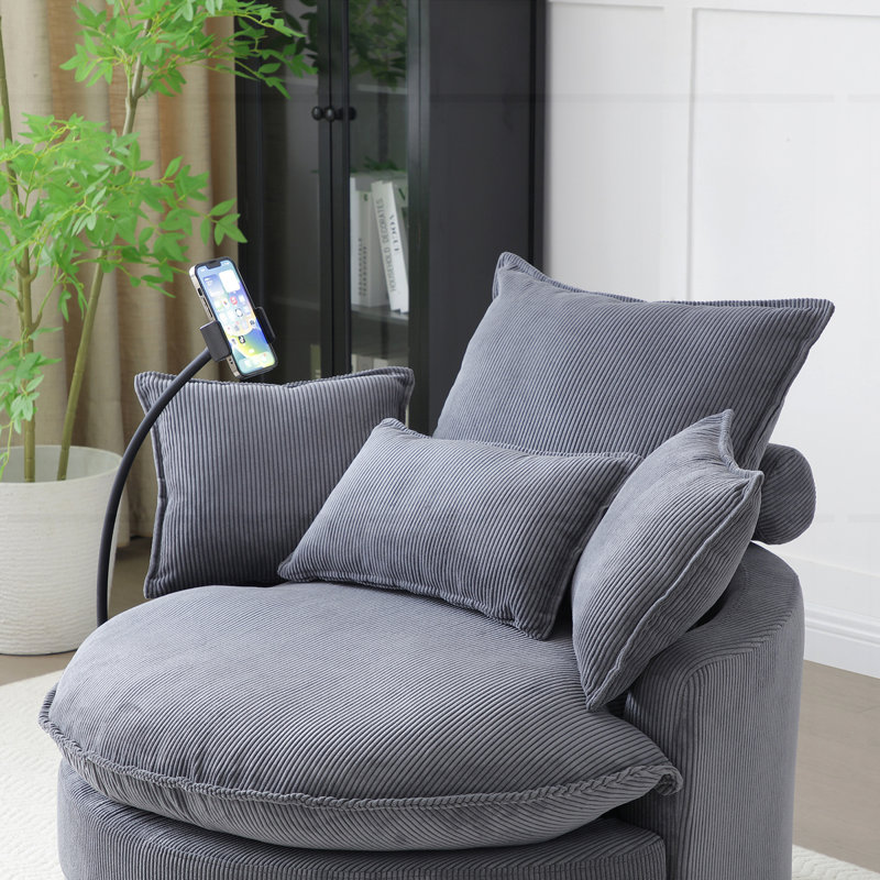 Fauteuil demi-tonneau pivotant à 360 °, Gris
