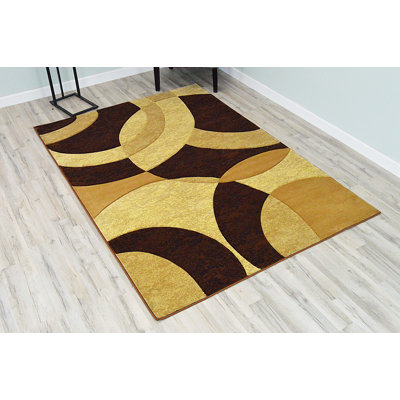 Tapis de zone brun/crème abstract Mccampbell