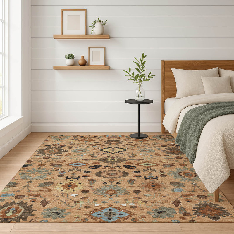 Tapis traditionnel lavable à la machine intérieur / extérieur ACN2458, 3 pi x 5 pi, Cuivre