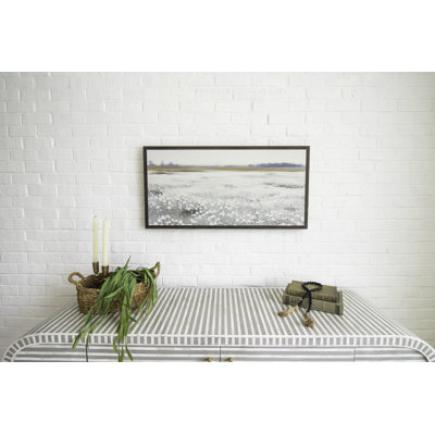 Cotton Fields Abstract Landscape Wood Framed Wall Art Sign