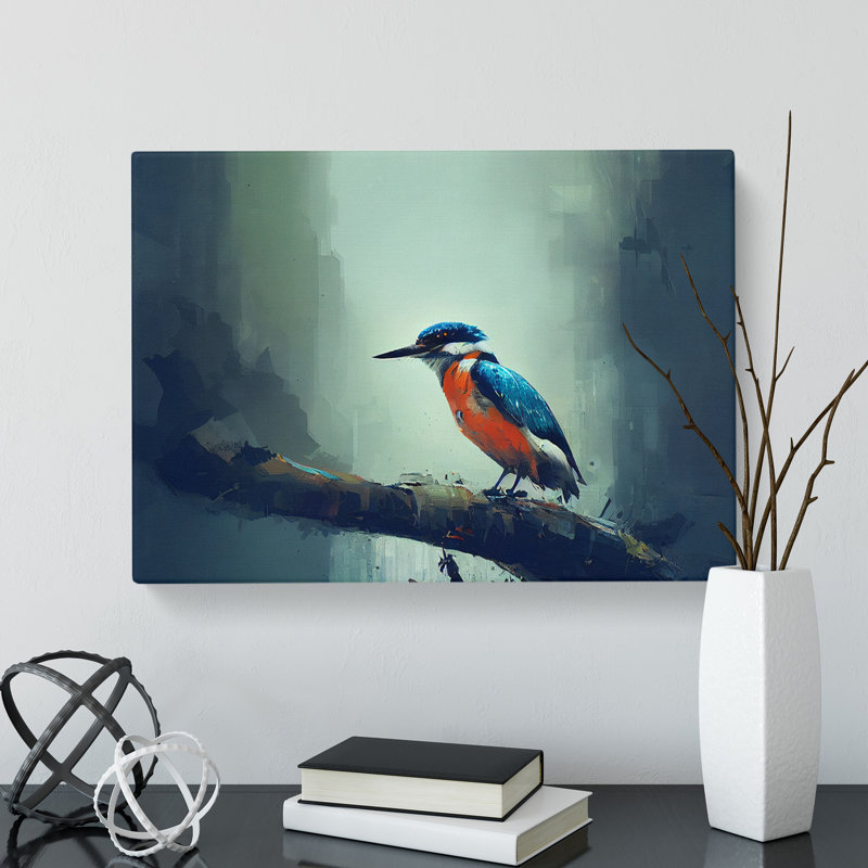 Kingfisher Bird - Wrapped Canvas Painting, 35cm H x 50cm W x 3cm D