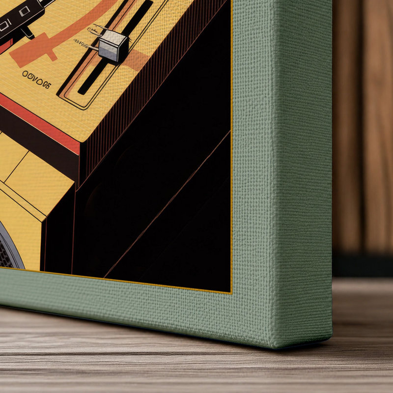 Wireless Vinyl Retro - Wrapped Canvas, 24x16 - 61.0 x 40.6 cm, Sage Border