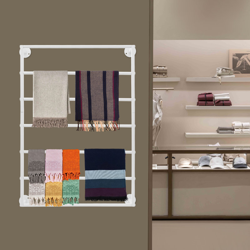7-Tier Wall Mounted Towels Storage Rack, White