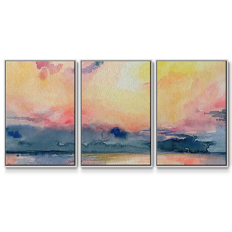 Prism Seascape III - Toile encadrée multi-pièces, Blanc, H 36 po x l 75 po x P 2 po
