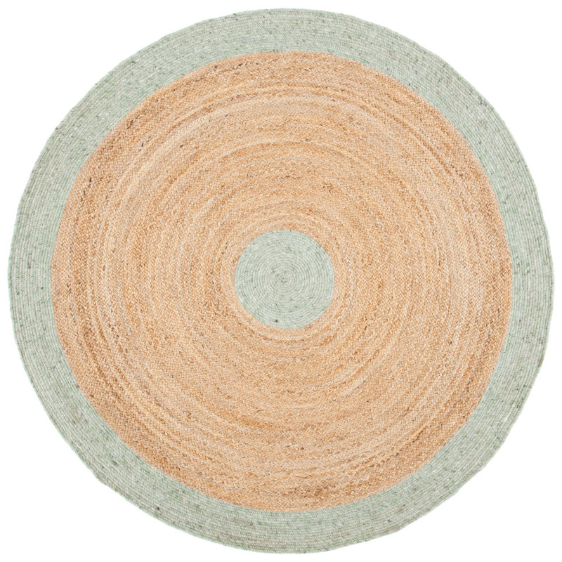 Malone Hand Woven Jute/Wool/Cotton Rug in Gold, Round 4'