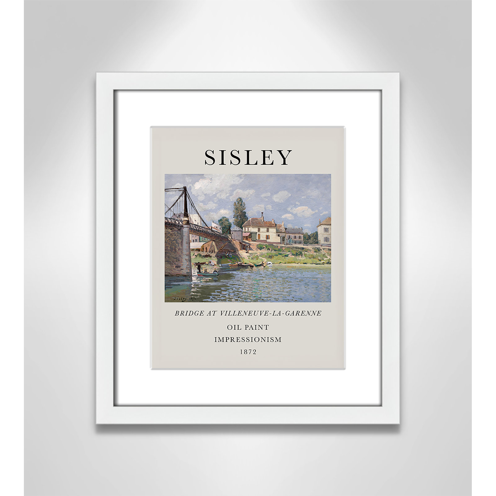 Old Masters Collection " The Bridge At Villeneuve " by Alfred Sisley, Yes, 19" H x 16" W x 1.25" D