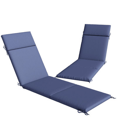 Ensemble de 2 coussins de chaise longue d'extérieur, coussins de chaise longue avec 6 attaches, mousse haute densité, 72 x 21,1 x 2,6 pouces hydrofuge et résistant aux rayons UV pour le patio, la piscine et le bleu marine