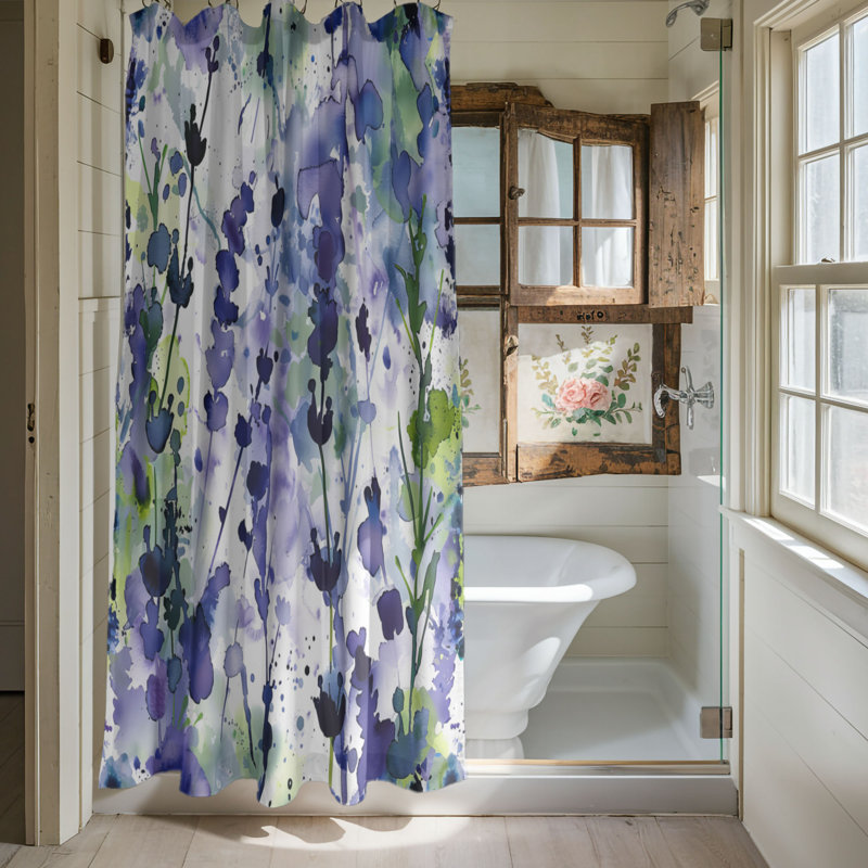 Water Violet - Rideau de douche Premium, H 74 po x l 71 po